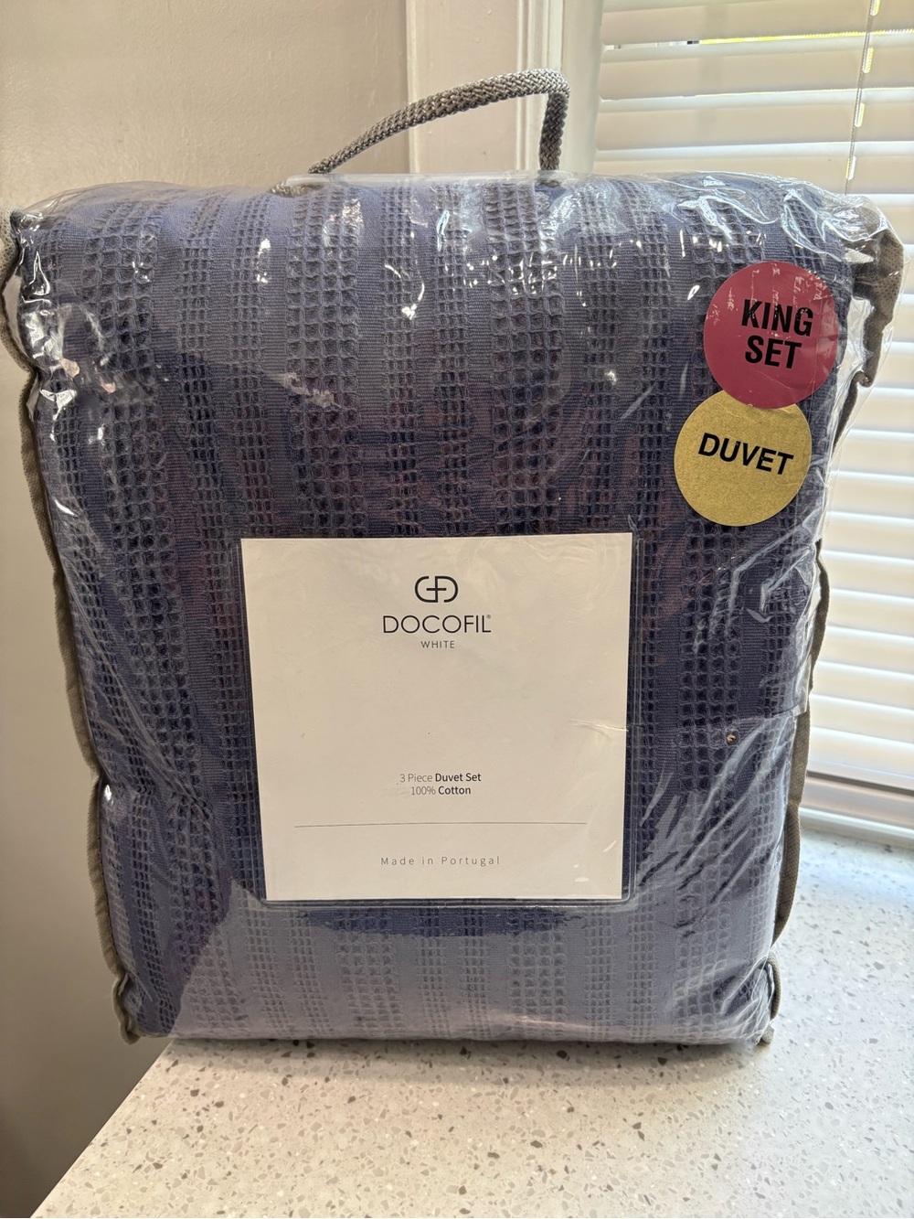 NWT Docofil King Chambray Texture Duvet Set - Slate Blue